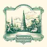 Foto cidade de yangon com cor verde esmeralda monocromática shwedagon pa selo criativo exclusivo de cidades bonitas