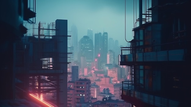 Cidade do futuro em estilo cyberpunk Cidade futurista