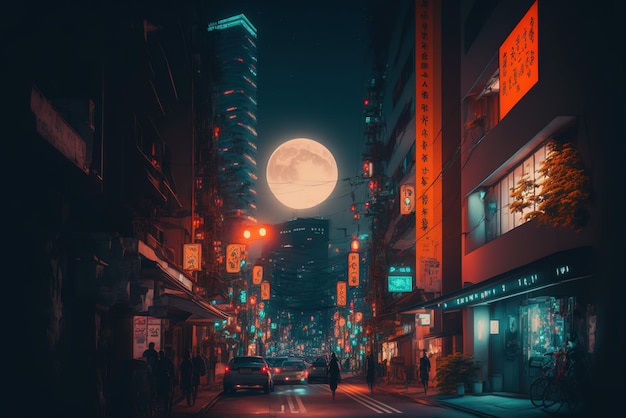 Cidade do Japão à noite