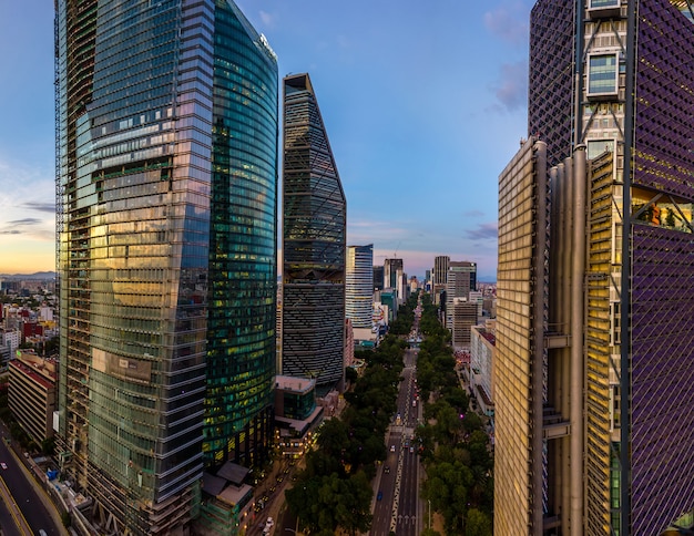 Cidade do México Reforma avenida arranha-céus vista aérea