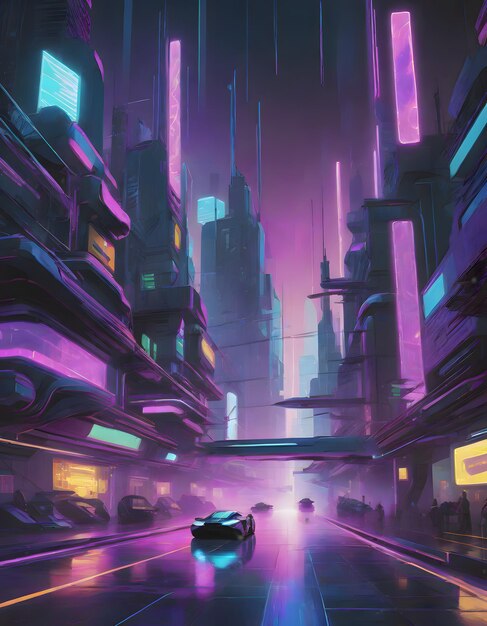 Cidade do Neão Cyberpunk