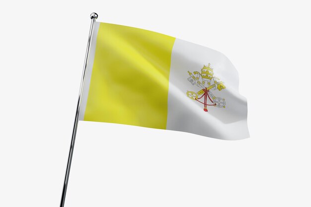 Cidade do Vaticano acenando bandeira de tecido isolada em fundo branco ilustração 3D