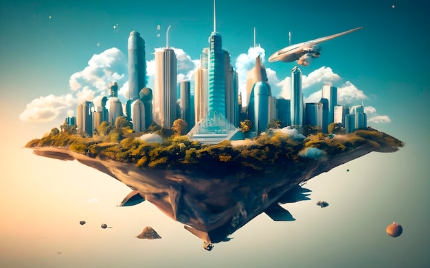 cidade futurista ai gerada