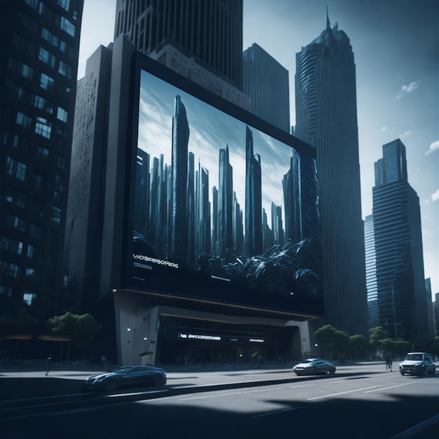 Cidade futurista com outdoors