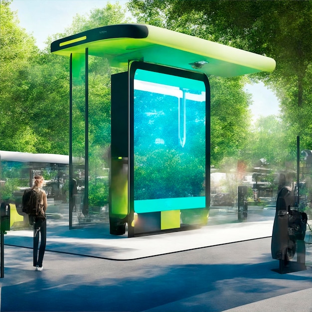 Foto cidade futurista com outdoors