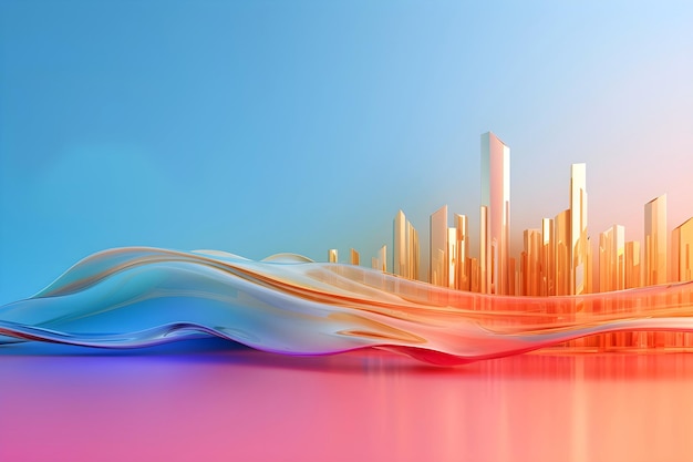 Cidade futurista iluminada com cores vibrantes