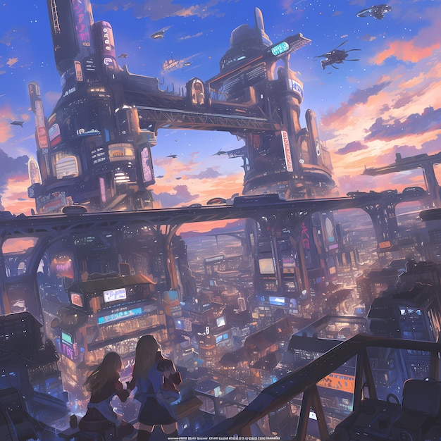 Cidade futurista, pôr-do-sol, vistas de sonho e aventuras aguardam.