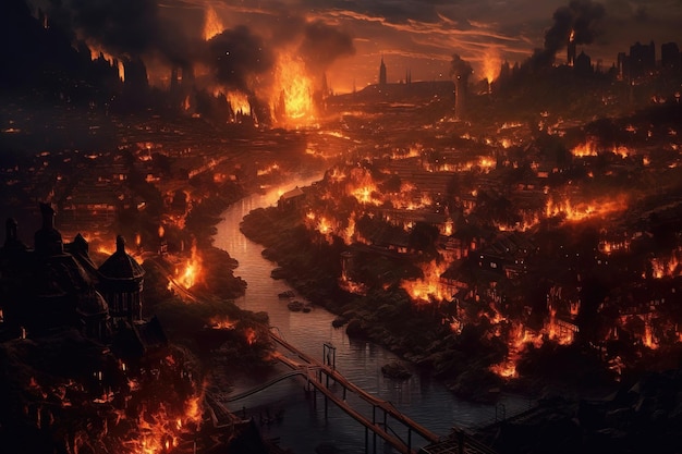Cidade Infernal Pits Ardentes Rios de Lava e Criaturas Demoníacas em Meio ao Caos