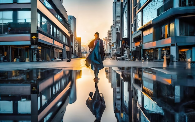 Cidade metrópole com edifícios altos durante o dia