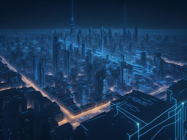 Cidade moderna com conceito de conexão de rede sem fio