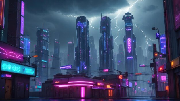 Cidade Neon Futurista