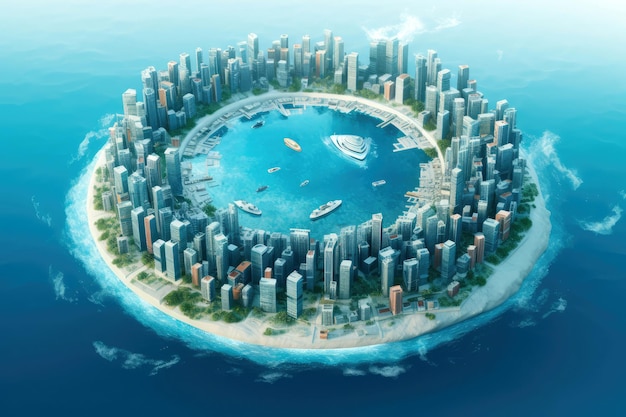 Cidade no meio do oceano Generative AI