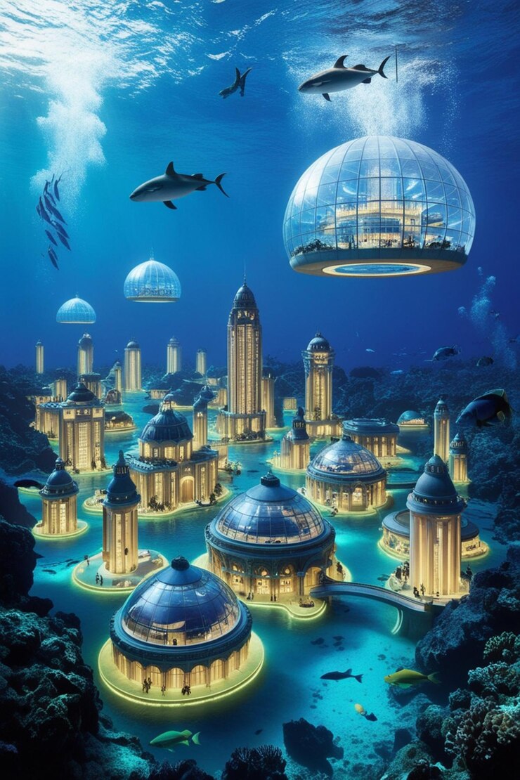 Foto cidade subaquática