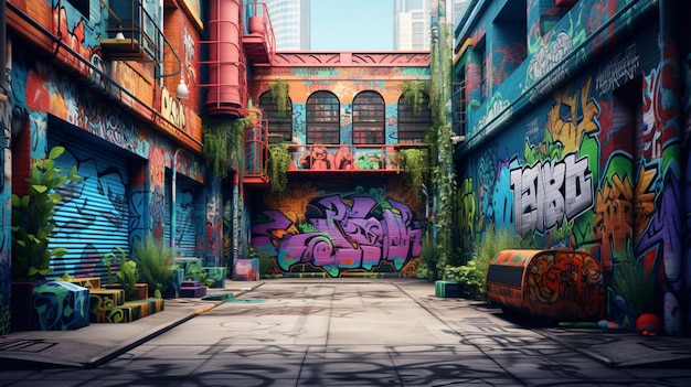 cidade surreal de arte urbana