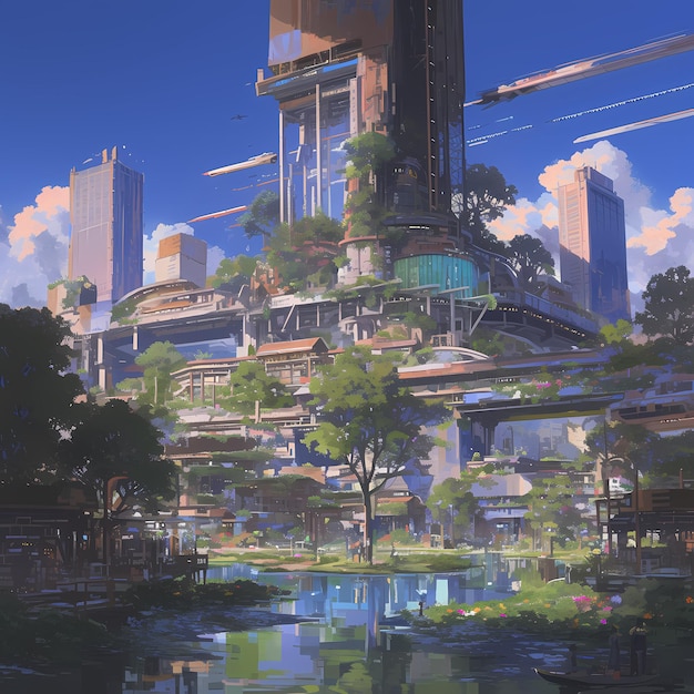 Cidade Utópica do Céu Um Mundo Futuro Visionário