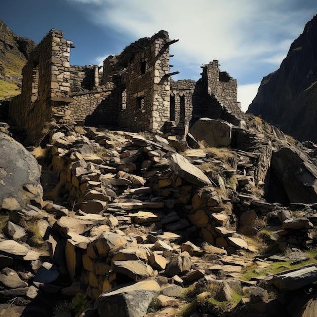 Foto cidadela inca em ruínas nos andes