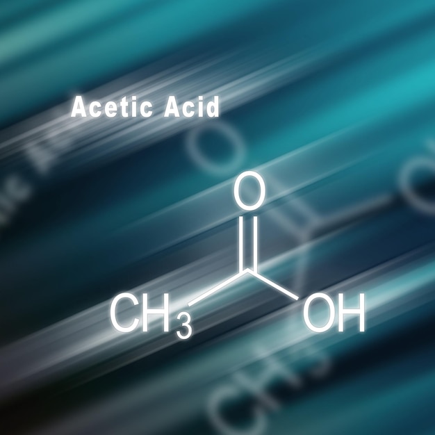 Ácido acético, Fondo futurista de fórmula química estructural