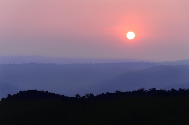 Cielo al atardecer con el tema rojo