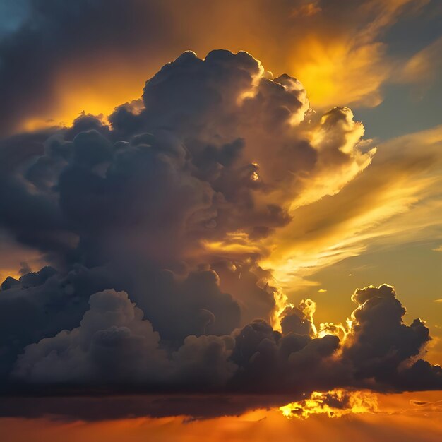 cielo amarillo nublado fantasía puesta de sol generado por la IA