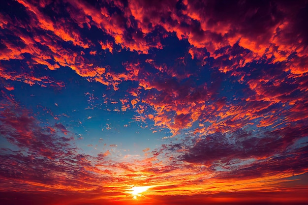 Cielo del atardecer Fondo de naturaleza abstracta Espectaculares nubes de colores azul y naranja en el crepúsculo