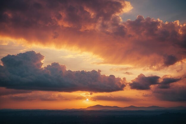 Cielo del atardecer con fondo de nubes Cielo del amanecer con fondo de nubes