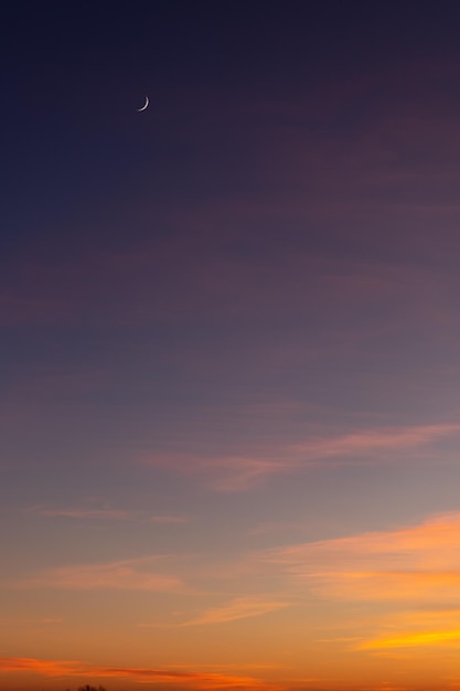 Cielo del atardecer con nubes rosas y grises