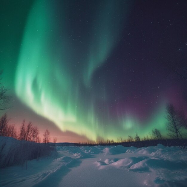 Un cielo con la aurora boreal en el cielo