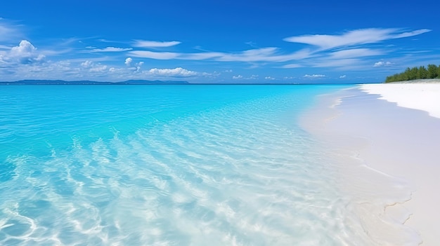 Cielo azul y agua transparente del océano en una playa idílica cerca de la isla de Siargao Ai generativo