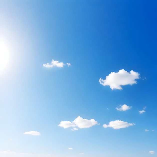 Foto un cielo azul claro con un sol y nubes