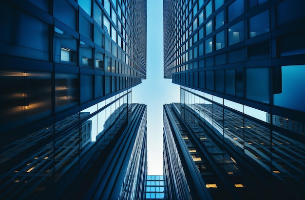 Foto un cielo azul con un edificio en el medio