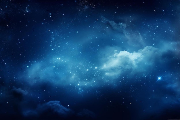 Un cielo azul con estrellas y nubes