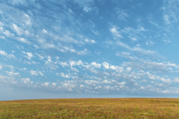 Cielo azul y hermosa nube. Paisaje llano