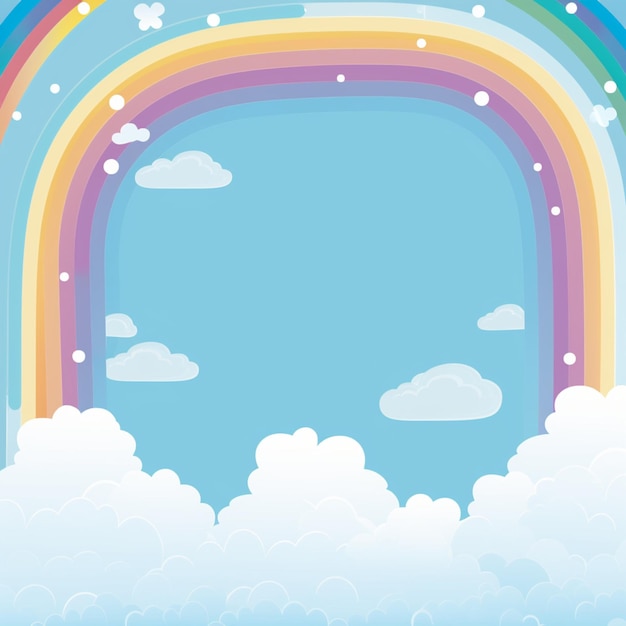 Cielo azul con ilustración de fondo de arco iris