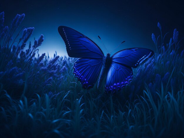 Cielo azul con mariposa brillante i