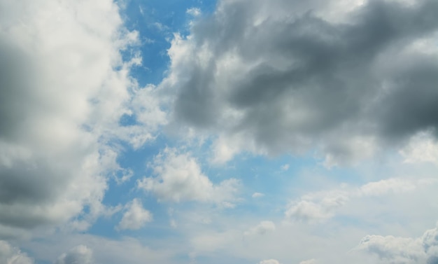 Cielo azul con nubes blancas y grises