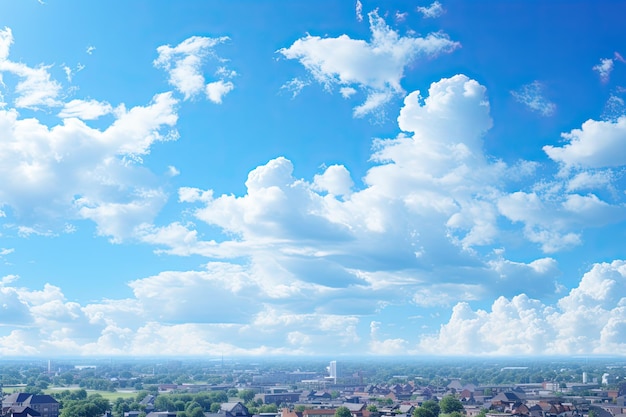 Cielo azul con nubes esparcidas en tonos suaves generativo IA