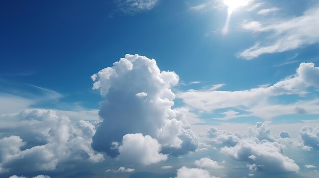 Cielo azul con nubes específicas Ver sobre las nubes verano cielo azul nube luz inclinada establecimiento blanco AI generado