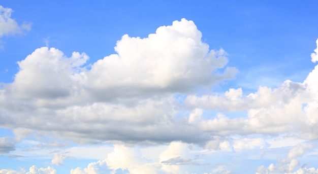 Cielo azul con nubes hinchadas.