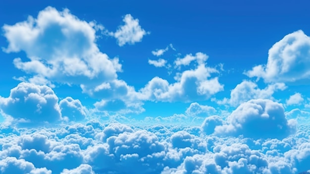 Cielo azul con nubes y la nube de palabras