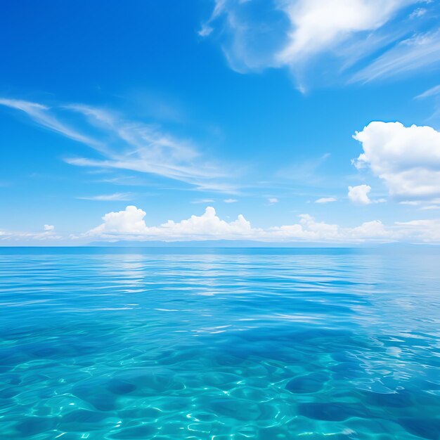 Foto un cielo azul con nubes sobre el agua