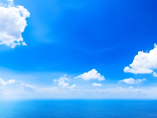 Cielo azul con nubes sobre el mar