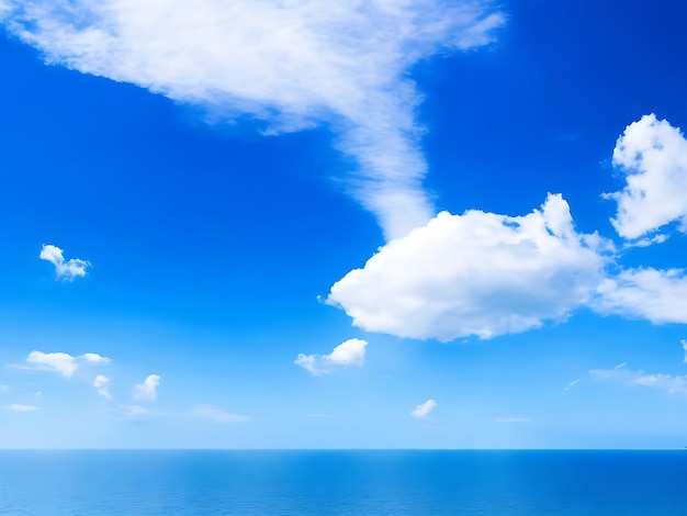 Cielo azul con nubes sobre el mar