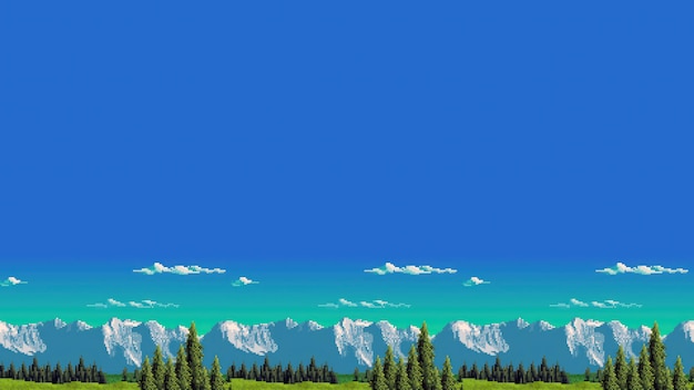 cielo azul paisaje paisaje pixel art arte digital 4k