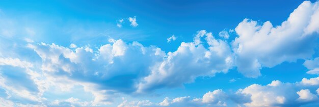 El cielo azul panorámico, las nubes blancas, el horizonte, el material de fondo