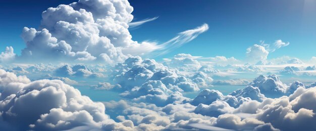 El cielo azul sereno las nubes blancas esponjosas el fondo del estandarte HD