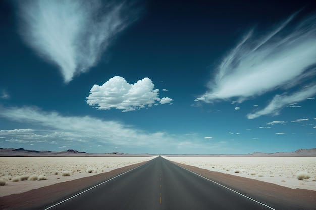 Cielo azul sobre carretera vacía