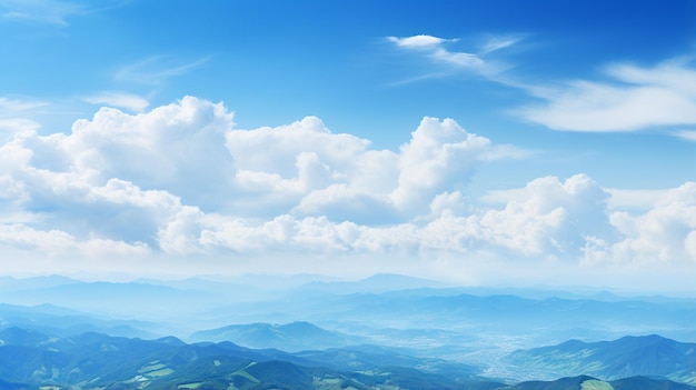 Foto cielo azul sobre nubes punto de vista paisaje hermoso fondo
