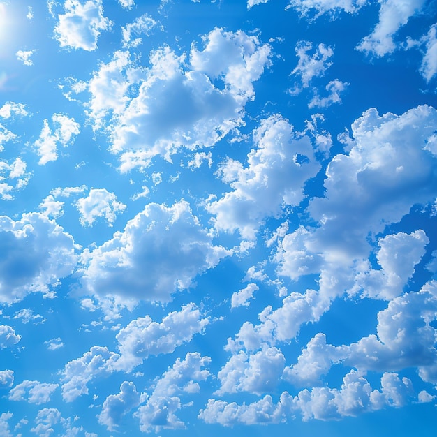 El cielo azul vivo y las nubes son el telón de fondo de un panorama natural de la luz del día para las redes sociales.