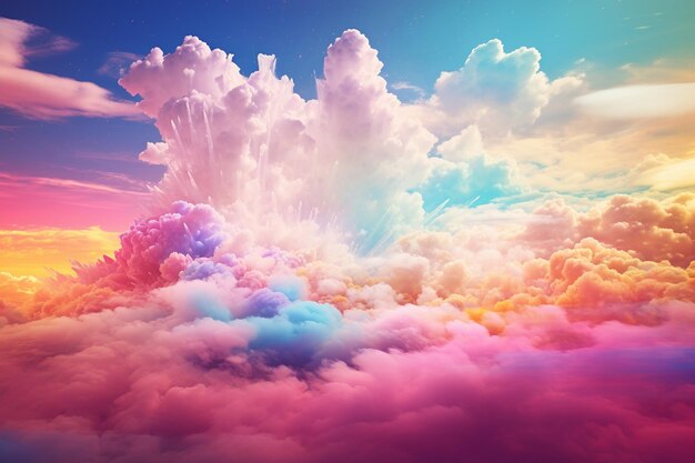 Foto un cielo colorido con nubes y las palabras nube en él