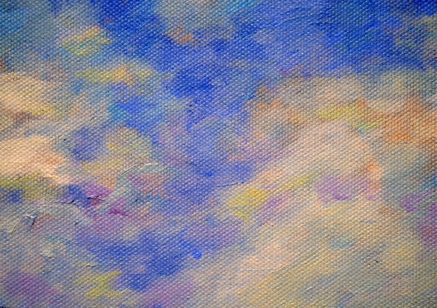 Cielo colorido de la pintura al óleo con el fondo y la textura abstractos de la nube.